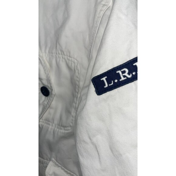 RALPH LAUREN JEANS CO Womens M White Denim Jacket Nautical Zip Button Boating - Picture 6 of 7
